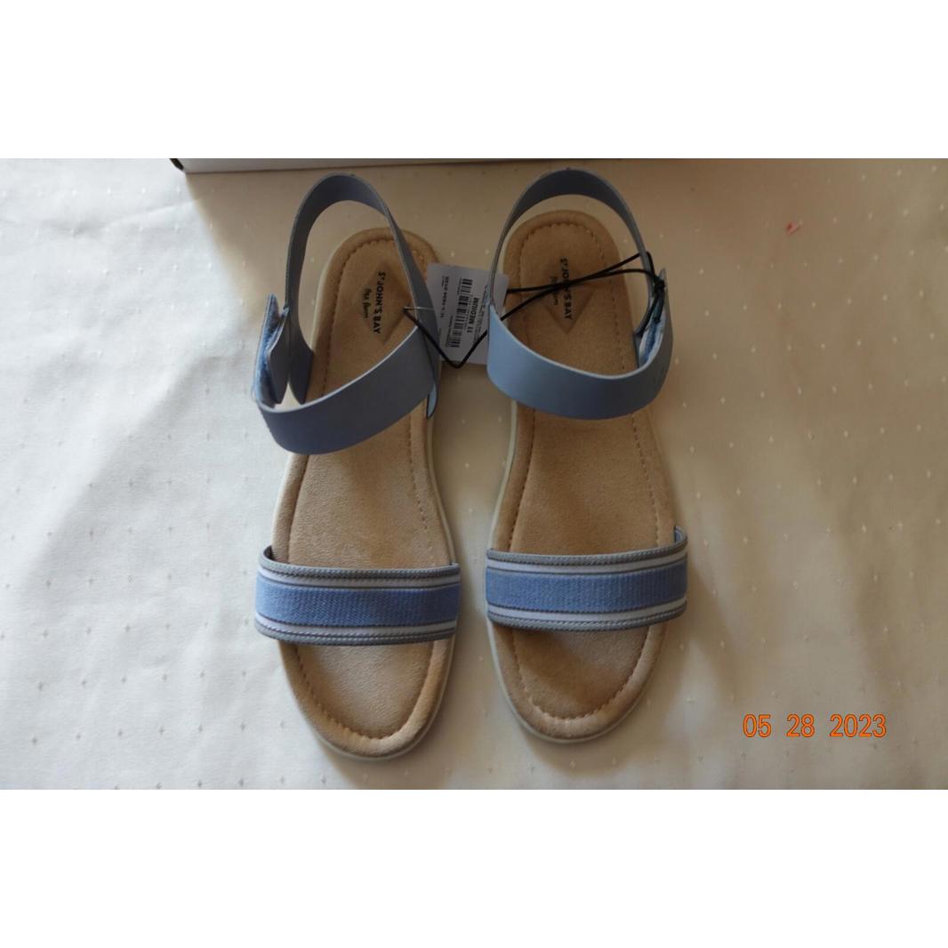Brand New St Johns Bay River Chambray Fabric Sandals Size 11 Blue